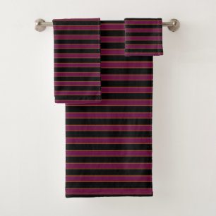 Deep Vintage Striped Pink Pattern Bath Towels