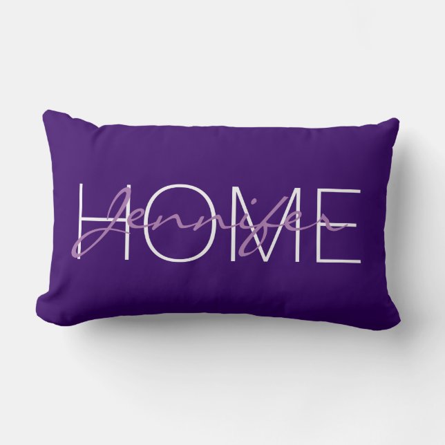 Deep violet colour home monogram lumbar cushion (Front)