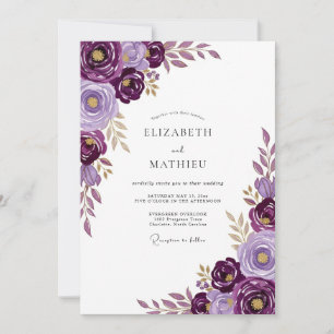 Deep Violet Lush Spring Wedding Invitation