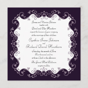 Deep Violet Purple Square Wedding Invitations