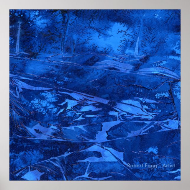"Deep Water #5" Abstract Art by Robert Fagg blue Poster (Front)