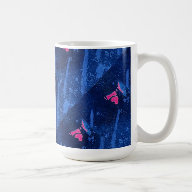 "Deep Waters #3 on Pink Tiled" Abstract Design Mug (Right)