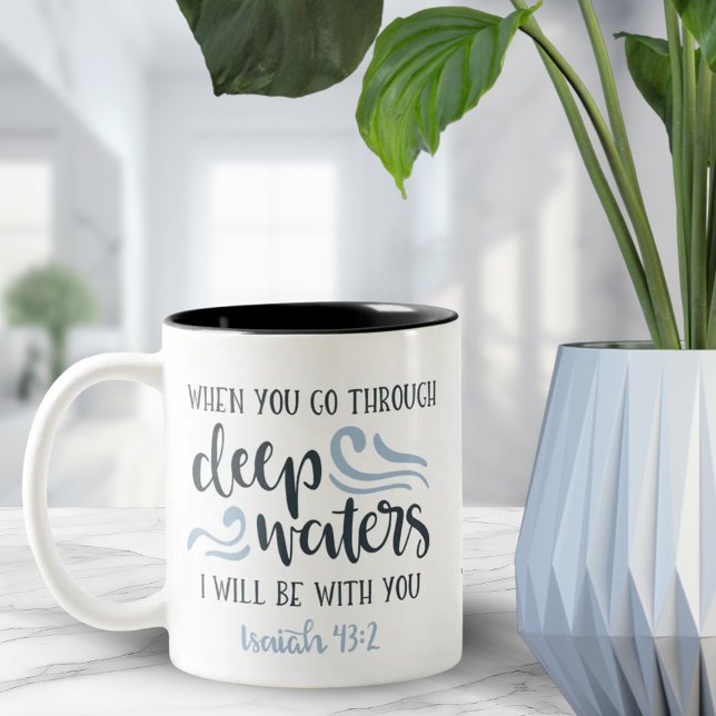 Deep Waters | Encouraging Bible Verse Gift Two-Tone Coffee Mug (Deep Waters | Encouraging Bible Verse Gift Two-Tone Coffee Mug)