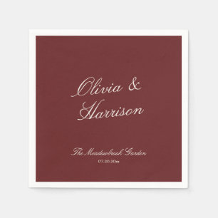 Deep Wine Classic Calligraphy Wedding Napkin