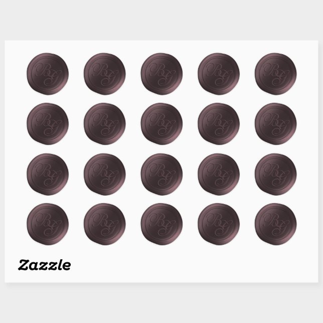 Deep Wine Double Monogram Wax Seal Stickers (Sheet)