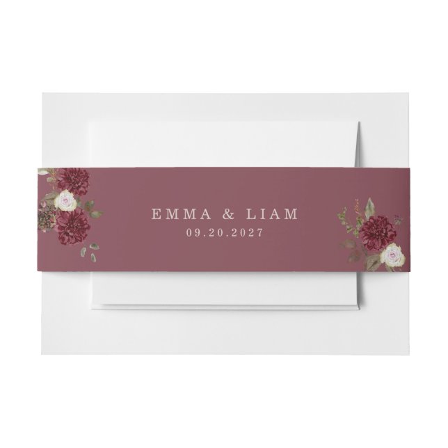 Deep Wine Old Money Wedding Belly Band Invitation Belly Band (Front Example)