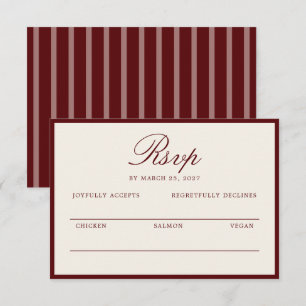 Deep Wine Old Money Wedding RSVP Card