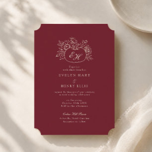 Deep Wine Pumpkin Old Money Wedding Invitation