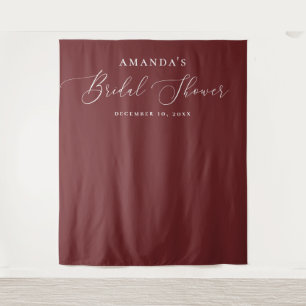 Deep Wine Red Elegant Bridal Shower Backdrop Tapestry