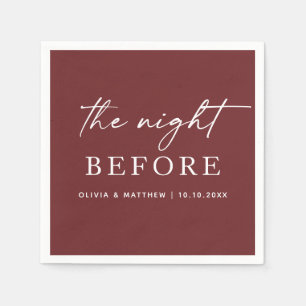 Deep Wine Red Elegant Script Rehearsal Dinner Napkin
