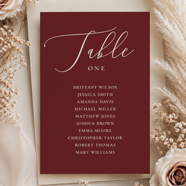 Deep Wine Red Fall Vineyard Wedding Seating Chart Invitation (Creator Uploaded)