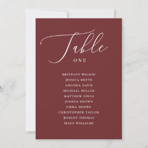 Deep Wine Red Fall Vineyard Wedding Seating Chart Invitation