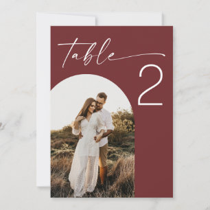 Deep Wine Red Moody Photo Wedding Table Number 5x7