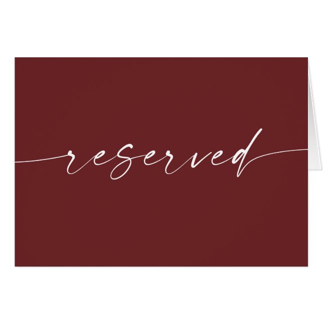 Deep Wine Red Reserved Sign | Moody Fall Wedding (Front Horizontal)