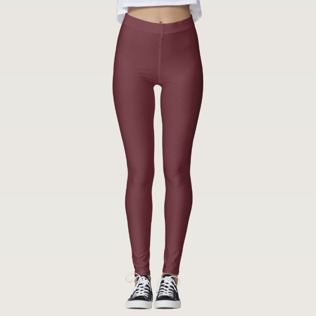 Deep Wine Red Solid Colour Leggings (Front)