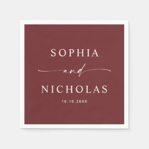 Deep Wine Red Wedding   Elegant Minimalist Fall Napkin