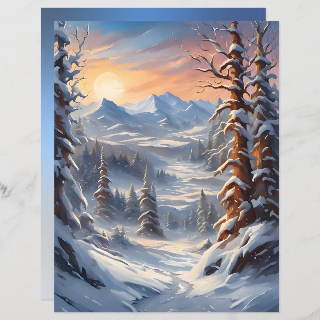 Deep Winter in the Mountains Scrapbook Paper (Front/Back)