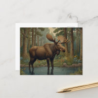 Deep woods moose boho woodland forest greenery 
