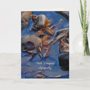 Deepest Sympathy, Autumn Leaves in Blue Water Card