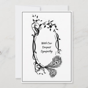 Deepest Sympathy Black Floral Scroll Minimal White