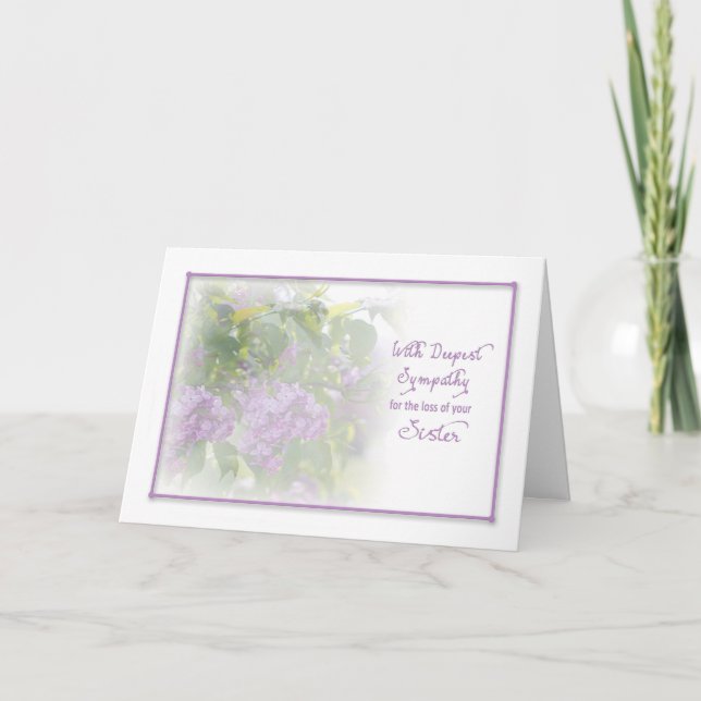 DEEPEST SYMPATHY - LILACS - LOSS OF SISTER CARD (Front)