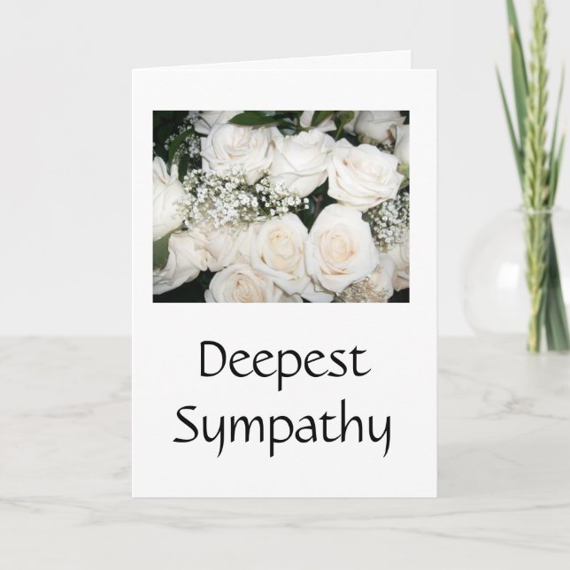 Deepest Sympathy - White Rose Bouquet Card (Front)