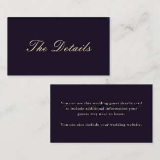 Deepest Violet Wedding Guest Details Enclosure Card