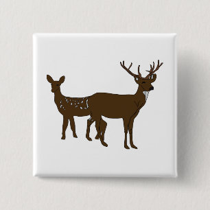 Deer 15 Cm Square Badge