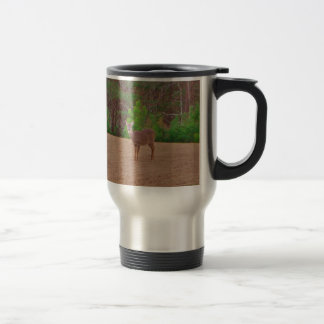Deer A Doe in the Winter Grass Travel Mug