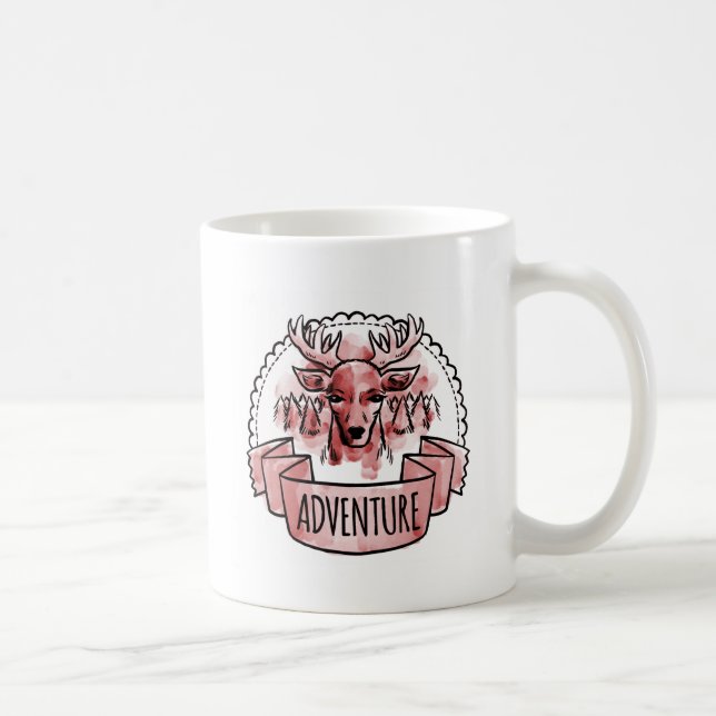 Deer Adventure Badge Coffee Mug (Right)