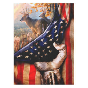 Deer American Flag Blanket, Tablecloth