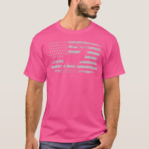 Deer American Flag Buck Stag Hunting Patriotic Hun T-Shirt