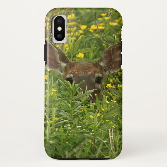 Deer Among Wildflowers iPhone Case (Back)