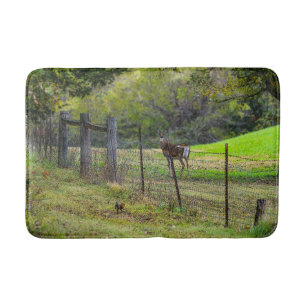 Deer And A Squirrel Painterly Bath Mat