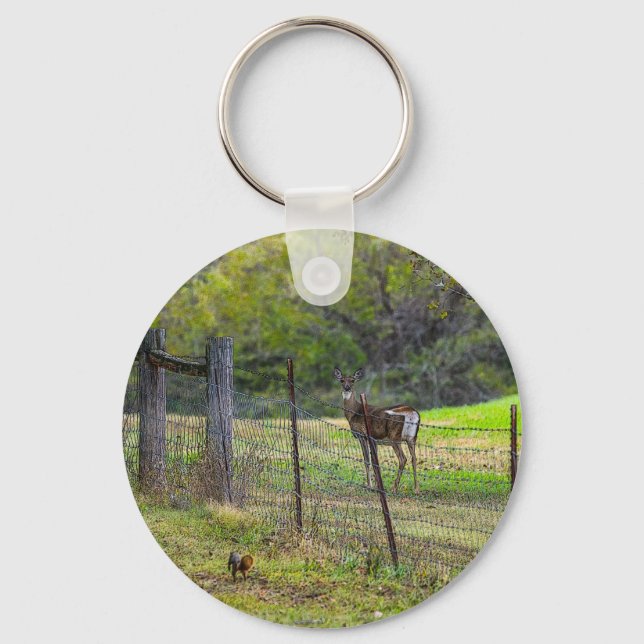 Deer And A Squirrel Painterly Key Ring (Front)