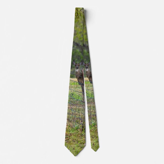Deer And A Squirrel Painterly Neck Tie (Front)