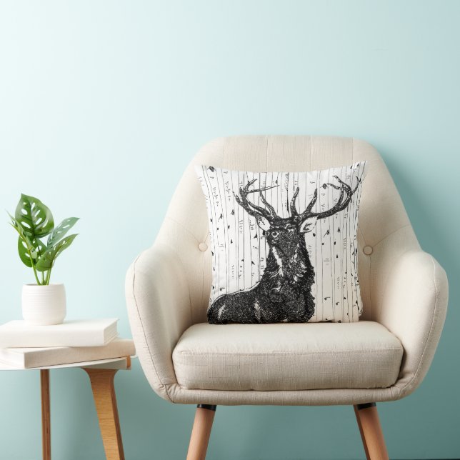 Deer and Birch Tree Pillow (Chair)