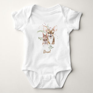 Deer and Bunny Floral Baby BodySuit