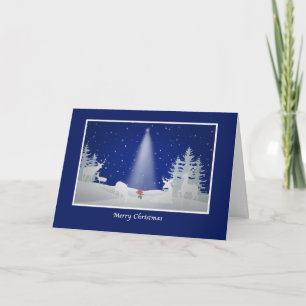Deer and Christmas Rose Holiday Card
