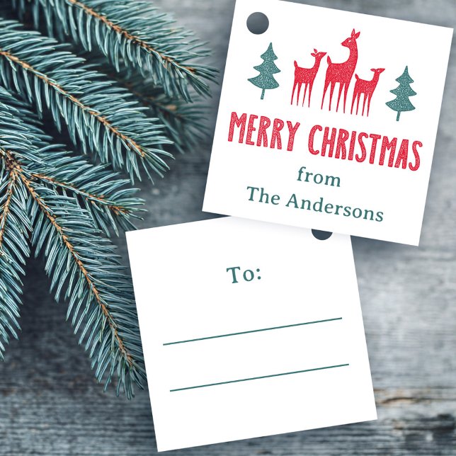 Deer and Christmas trees to from gift labels (Deer and Christmas trees to from gift labels)