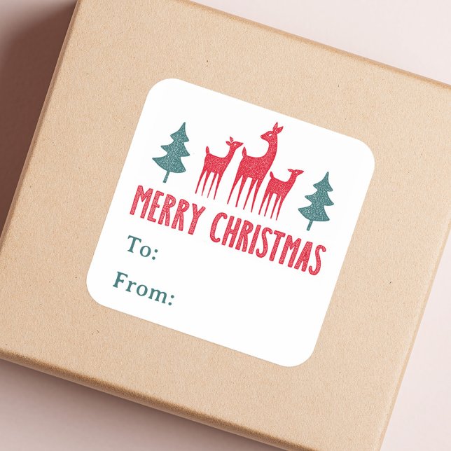 Deer and Christmas trees to from gift labels (Deer and Christmas trees to from gift labels)