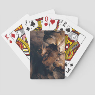 Deer and Dogs in a Torrential Mountain River Playing Cards