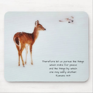 Deer and Dove Faith Bible Verse Mouse Pad