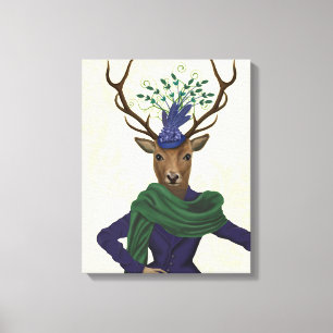 Deer and Fascinator Canvas Print