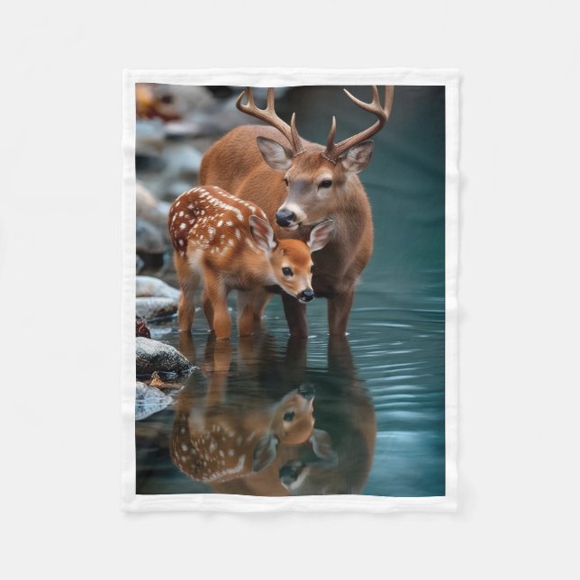 Deer and Fawn by the Water Blanket (Front)