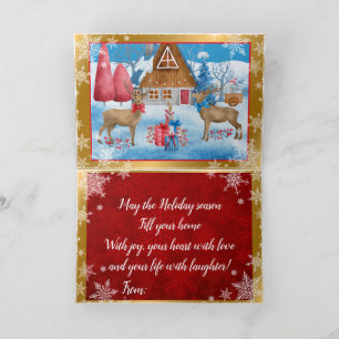 Deer and Gifts on Holiday Evening Customise Card