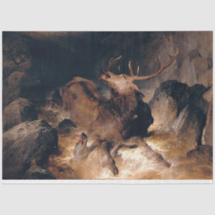 Deer and Hound Dogs in a Mountain Torrent Tissue Paper