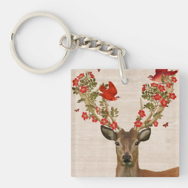Deer and Love Birds Key Ring (Front)