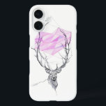 Deer and pink geometric heart drawing Animal art iPhone 16 Case<br><div class="desc">This lovely phone case features ink illustration of a deer with pink geometric heart on its antlers. Fineliner and coloured pencils drawing. Makes elegant and cute Valentine's day or birthday gift for animal lovers who like art • You can customise it - resize/rotate the image, add text and more, or...</div>