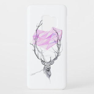 Deer and pink geometric heart drawing Animal art Case-Mate Samsung Galaxy S9 Case